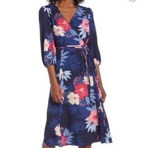 NWT Eliza J midi Dress, size 8, Navy blue floral print
